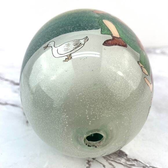 Hand Blown Glass Egg with Stand 1991 SMC in Box Religious Design Li Bien Painted - Picture 14 of 15